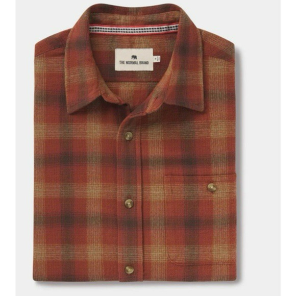 The Normal Brand Flannel Button Up Shirt Maple Glaze Plaid Hudson Size XXL - Picture 2 of 10